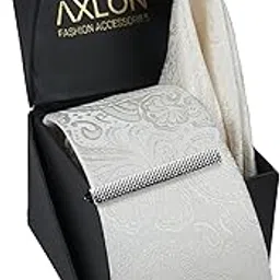 axlon Tie for Men – Striped Silk Neck Ties Set with Cufflinks Flower Pin, Pocket Square & Black Gift Box, Combo Necktie Sets for Office Wear, Formal Suits & Weddings (Pure White, NXSMX_130)-picture-11