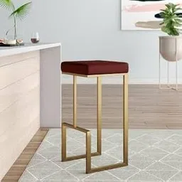 ZenZest Luxurious Modern Height Bar Chair for Kitchen, Upholstered Counter Chairs, Armless Bar Stool with Gold Metal Base for Dining Room, (Golden & Brown)-picture-33