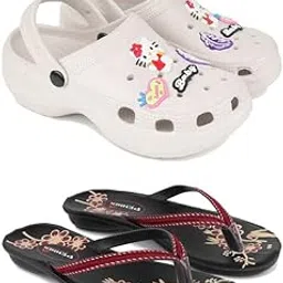 Premium Comfortable Regular Wear Clogs for Women with Stylish Flats Fashion Slippers for Women's & Girls Combo-O10-O18-5 Maroon-Combo(G)-O10-O18-5 -P-picture-34