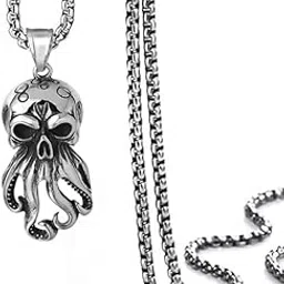 m men style Punk Hip Hop Cthulhu Octopus Men Fashion Street Rock Octopus Animal Necklace Chain Jewellery Silver Zinc And Metal Pendant Chain For Men And Women NewL1-picture-41