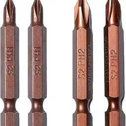Taparia Make, 50mm Single Side Bits of 1/4" Hex Shank, S2 Grade, Of Tip Size ph1 (2 Pc) and ph2 (2 Pc) Suitable for DIY, Home, Professional & industrial applications-picture-34
