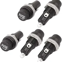 NISTECH Electrical Black Cap Fuse Holder For Glass Fuse Inverter Cartriege Panel Mounted AC 125V/15A 250V/10A for 5 x 20mm- (Pack of 5)-image-66