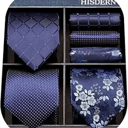 hisdern 3 PCS Extra Long Tie Set for Men 63 Inch XL Necktie & Pocket Square + Gift Box-picture-25