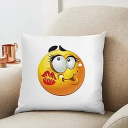 Kissing Sign Smiley Printed Cushion 12X12 Pillow Cover with Filler- Best Love Gift Idea-picture-28