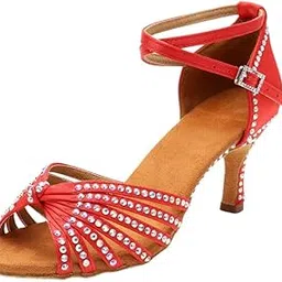 yashidun Women's Dance Sandal Diamond-Studded Mid-Heel Soft Sole Heeled Sandal-picture-16