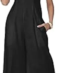 Wide Leg Jumpsuit for Women, Sleeveless Printed Cotton Jumpsuit With Pockets-image-31