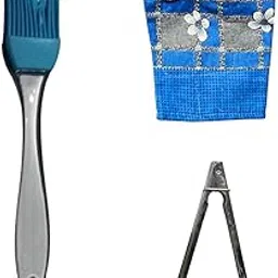 NE GRILLS Heat-Resistant Silicone Brush, Durable Grilling Gloves, & Heavyweight Stainless Steel Tongs | BBQ Mastery Set (1 Pc Blue BBQ Brush, 1 Glove & 1 Tong)-picture-11