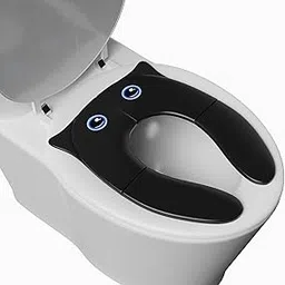 TechHark Plastic Baby Potty Training Toilet Seat For Boys And Girls Kids, Non-Slip With Splash Guard, Fits Round & Oval Toilets(Travel Black, 1 Count)-picture-30
