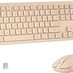 MPTOG Wireless Keyboard and Mouse Combo, Full-Size 104-Key Office Keyboard with 15 Function Keys, Numeric Keypad, Single USB Receiver, Compatible with PC and Laptop(Milk-Tea Only)-picture-10