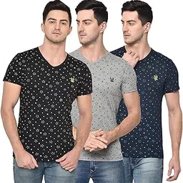 mack jonney Multicolor Cotton Blended Half Sleeve Regular Fit T-Shirts for Men(Pack of 3)-V_PRT_1_BLK_1_MLG_1_NVY_0003-XL-picture-15