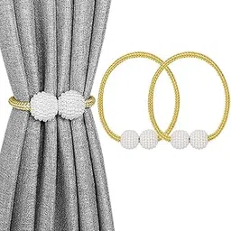 8Pcs, Magnetic Curtain Tie Backs, Curtain Holders Tieback, Child-Safe Window Decoration Items, White Polyester Curtain Tiebacks for Home Decor-picture-38
