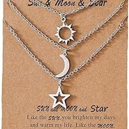 colorful bling Stainless Steel Sun and Moon Star Necklace 3 Best Friend Friendship Sister Set for Women Mom Daughter BFF Jewelry Gifts-picture-24
