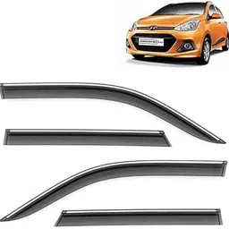 Wind Deflectors Rain Guard Door Visor for Hyundai Grand I10 (2013-2017 Model) - Chrome Lined, Polycarbonate, Smoke, Set of 4 Pcs-picture-22