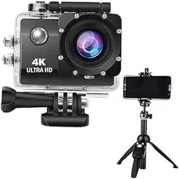 Drumstone Combo Pack of 2 Items- Touch Screen Sports Action Camera, 4K Waterproof 170 Degree Wide Angle WiFi HD Cam, 16MP withPortable & Flexible Mini Tripod with Mobile Holder & 360 Degree Compact-image-22