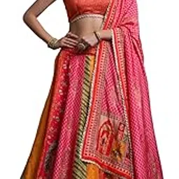 Woman' s Beautiful Multi-Color Zari Weaving Silk Designer Lehenga Choli-picture-17