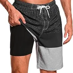 silkworld Men's Swimming Trunks with Compression Lining 9 Inch Beach Board Shorts Men 2 in 1 Quick Dry Swimsuit with Pockets-picture-17