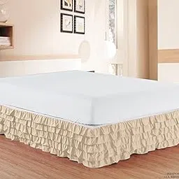 Elegant Comfort Luxurious Premium Quality 1500 Thread Count Wrinkle and Fade Resistant Egyptian Quality Microfiber Multi-Ruffle Bed Skirt - 15inch Drop, King, Cream-picture-27