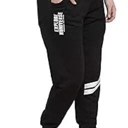 uzarus Women's Cotton Slim Fit Joggers Track Pants with 2 Zippered Pockets image 1