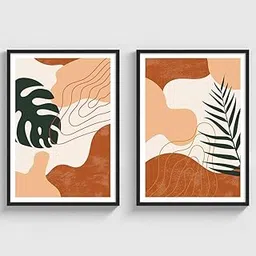Set of 2 Brown Paintings Modern Art Wall Decor Framed Paintings for Bedroom Room Living Room - Framed Wall Posters/Paintings with Frame - Painting for Wall Decoration (10x13 inch, Framed)-picture-55