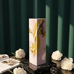 Decorative Marble Wooden Vase for Flowers, Plants, Home and Office Decor | Handcrafted Centerpiece for Bedroom Living Room Office | Gift for Anniversary Diwali Onam Festival | 12 Inch (2, Pink)-image-84