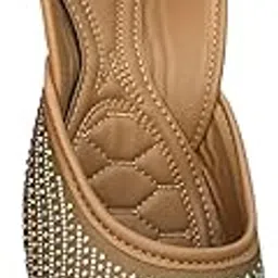 soulify Women's Nude Embellished Jutti | Handcrafted Ethnic Mojari with Sparkling Stone Work & Extra Cushion Comfort for Festive-picture-23