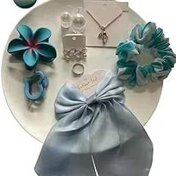 Luxury Bow Hamper| Set of 8| Gift For Women| Jewelry Designs Vary| Random Colour Codes (Blue, Pink, Lavender, Purple, Olive, Teal, Maroon)| Luxury Gift Hamper For Girls And Women-picture-39