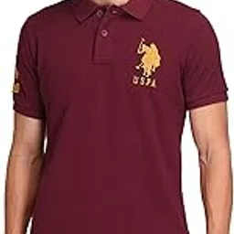 u.s. polo assn. Men's Solid Polo Collar Half Sleeve Casual Cotton Slim Fit T-Shirts-picture-32