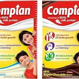 Complan Nutrition Drink Powder for Children, Royale Chocolate Flavour, 500 g Carton & Creamy Classic 500g | Nutrition drink for kids with protein & 34 vital nutrients-picture-58