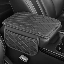 Eliane Car Center Console Armrest Cover Pad Fashion PU Leather Car Armrest Cushion Fit for SUV, Auto Armrest Seat Box Cover with 2 Mobile Pockets, Ergonomic Comfort & Easy Install (Black)-picture-10