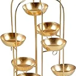 GRANDSHOP Diya Stand Candle Holder for Diwali Decoration Golden Pack of 1 Pc | Tea Light Candle Holder | Diwali Decoration Items for Home Decor-picture-19