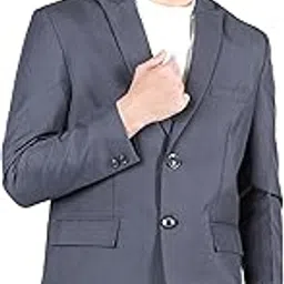 chkokko Men Solid Slim Fit Notched Lapel Single Breasted Formal Blazer-picture-45