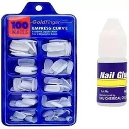 MASTADI 100 Artificial Nails Set With Glue Acrylic fake False Nails Artificial Nail Glue 3gm, Reusable-picture-51