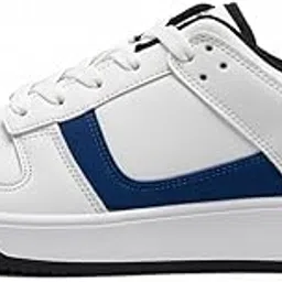 Men's Casual Sneakers, White and Navy Blue, Memory Foam Insole, UK Size 8, Mid Top-picture-42