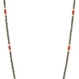 Long Mangalsutra Designs One Gram Gold Plated Necklace Pendant Tanmaniya Nallapusalu Black Red Beads Chain For Woman (28 Inches)-image-78