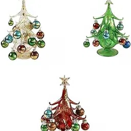 CALANDIS 3Pieces Glass Tree Ornament Miniature Figurines for Party Decor | Figurines-picture-14