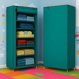 Delove Collapsible Wardrobe 6-9 Shelves Storage Clothes Storage Rack Quick Wardrobe/Cabinet/Multipurpose Storage Rack, Foldable, Collapsible Fabric Organizer for Home Office (Firozi, 6)-picture-18