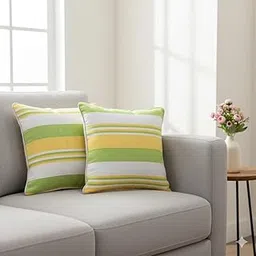 Manmohakk Cotton Cushion Covers, 16 x 16 Inches Set of 2, Geometric Pattern,Green, 250 TC (Green)-picture-13