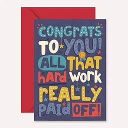 PICKKART Congratulations Card with Red Envelope, Hard Work Achievement Design, Navy Blue Background (Blue)-picture-31