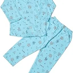 chiclift Kids Cotton- Night Suit – Full Sleeve Button-Down Pajama Set with Fun Printed Design-picture-36