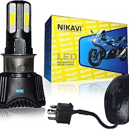 NIKAVI LED Headlights AC/DC Bulbs for Motorcycle - Low and High Beam Bulbs (NO2H) | Black-picture-16