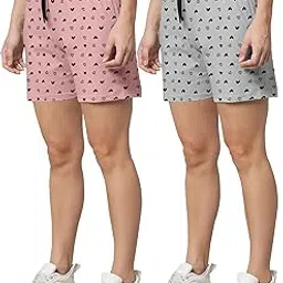 Relax Fit Bermuda with Floral Prints, Breathable Cotton Fabric with Drawstring Waistband Closure, for Women,Pack of 2-picture-13