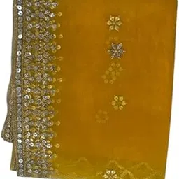 SBS Clothing Beautiful Soft Net Embroidery Work Dupatta For Women And Girls Mustard-picture-49