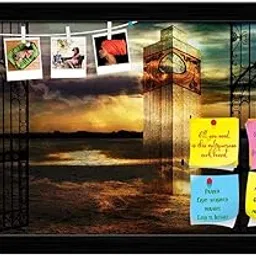 ArtzFolio Sailing The Memory | Bulletin Board Notice Pin Board | Vision Soft Board Combo with Thumb Push Pins & Sticky Notes | Black Frame | 19.3 x 12 inch (49 x 30 cms)-image-62