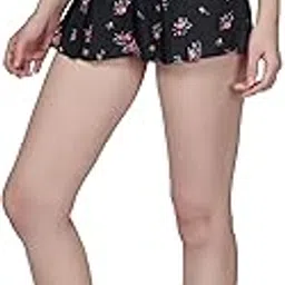 Women Black Floral Skorts | Viscose Fabric for Comfort & Style | Chic Skirt Overlay Design, Soft & Breathable Material, Trendy Casual Wear, Perfect for Everyday Outfits | Ideal for Casual-image-62