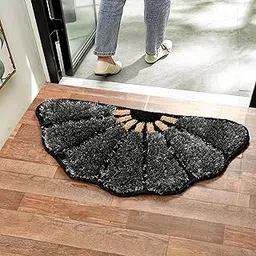 Super Ultra Soft Shaggy™ Anti Slip Half Sun Flower Door Mat, for Kids Room, Bedroom/Living Room/Bathroom/Kitchen Size 16x32 Inch.(Grey Half Sun Flower Mat)-picture-45