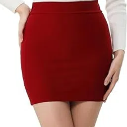 cuisinex High Rise Elasticated Waistband Cotton Blend Women Mini Casual Bodycon Skirt | Mini Skirt | Pencil Skirt | Polo Skirt-picture-23