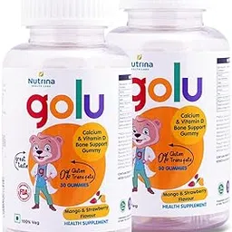 Nutrina Health Labs Golu Calcium+Vitamin D Gummies for Kids (5-13 years) | Supports Strong Bones & Teeth and Healthy Muscles, Vegetarian | Gelatin Free | 60 Gummies (2 Bottles of 30 Gummies Each)-picture-10