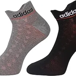 Unisex Original Flat Knit Low Cut Cotton Regular Socks - 2 Pairs (4N) (Ad-0843) (Black/Grey Mel)-image-2