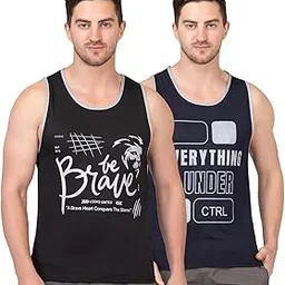 looks united Men's Vest, Super Combed Cotton Printed Vest Sleeveless, Regular Fit (Pack of 2)-picture-42