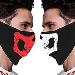 PrimeBox Men Pro Cotton Fabric Bike Riding Washable Reusable Dust Protection Cover Face Mask For Men Women Balaclava Neck Gaiter Bandana 9in1 tube Black pack of 2pcs mask-image-42